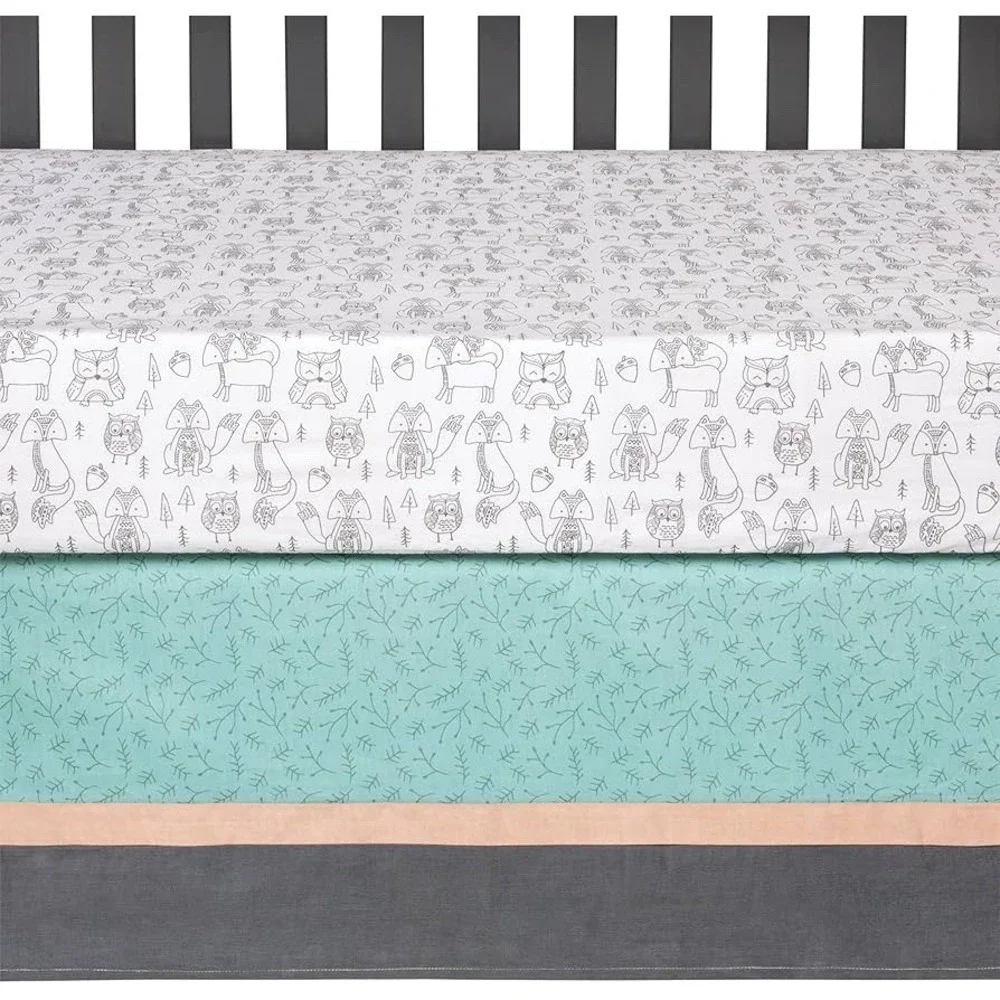 Trend Lab Sawyer 3 Piece Crib Bedding Set Nursery Animals NEW!